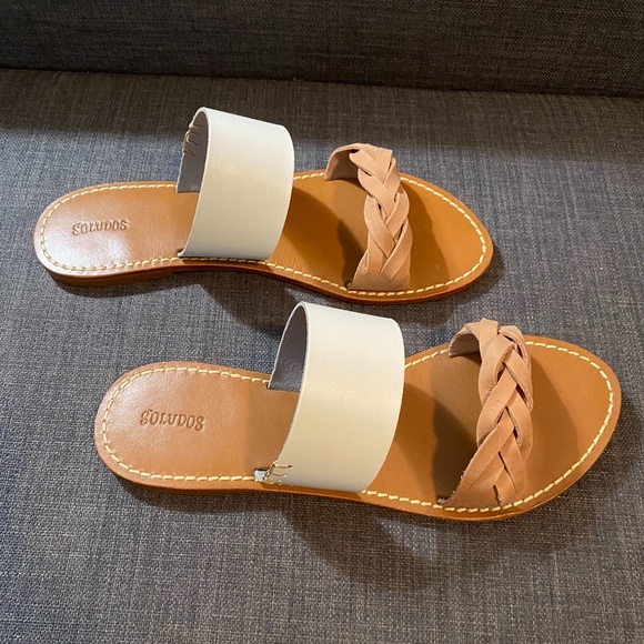 Soludos Shoes - Soludos White and Brown Braided Sandal
